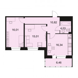 Двухкомнатная квартира 62.5 м²